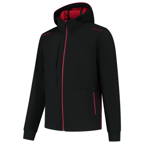 Softshell-Capuchon-Accent-Black-Red-Tricorp-402705